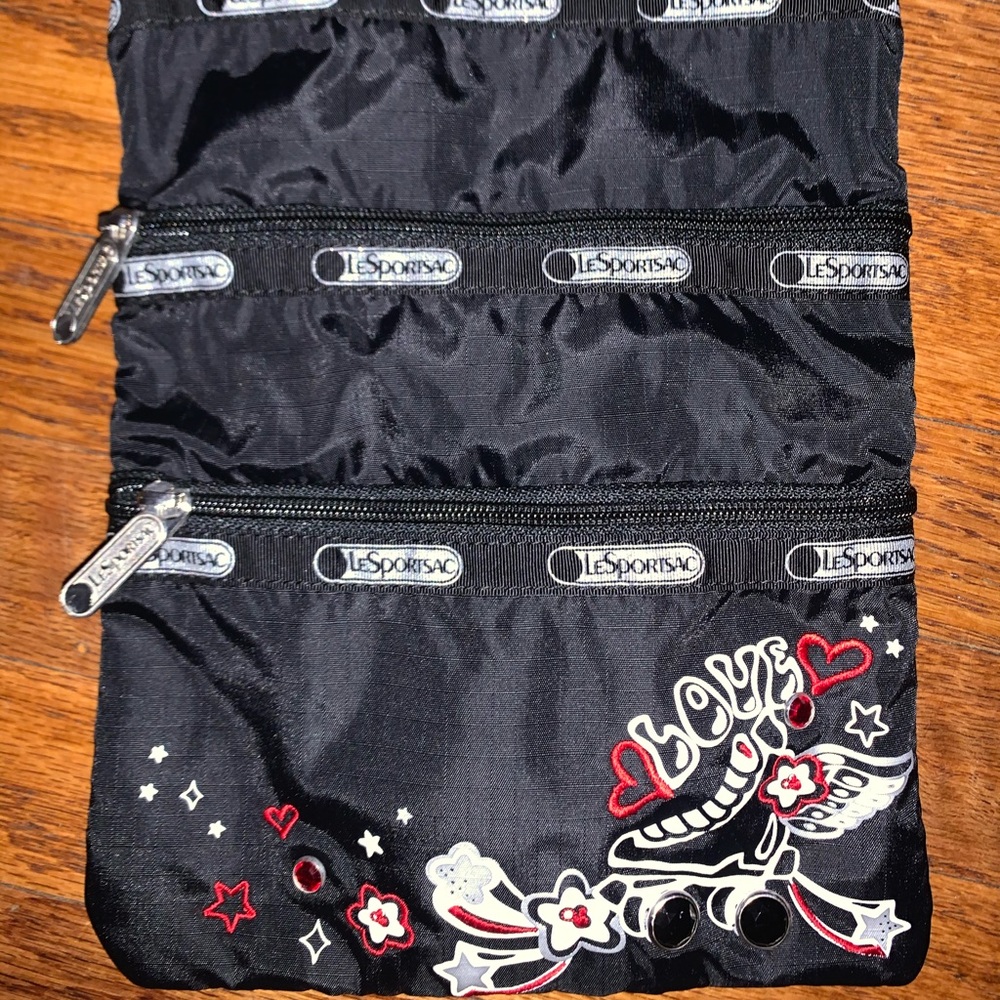 LESPORTSAC CROSSBODY BAG WITH RED GEMS